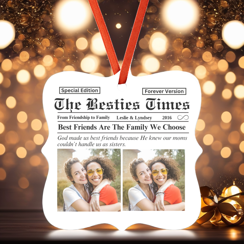 Personalized Besties Times "Best Friends" Christmas Ornament