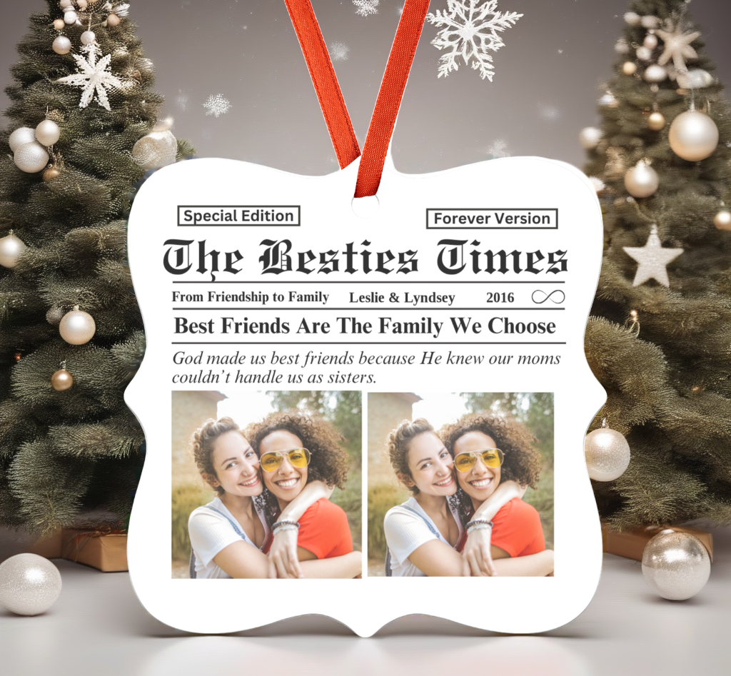 Personalized Besties Times "Best Friends" Christmas Ornament