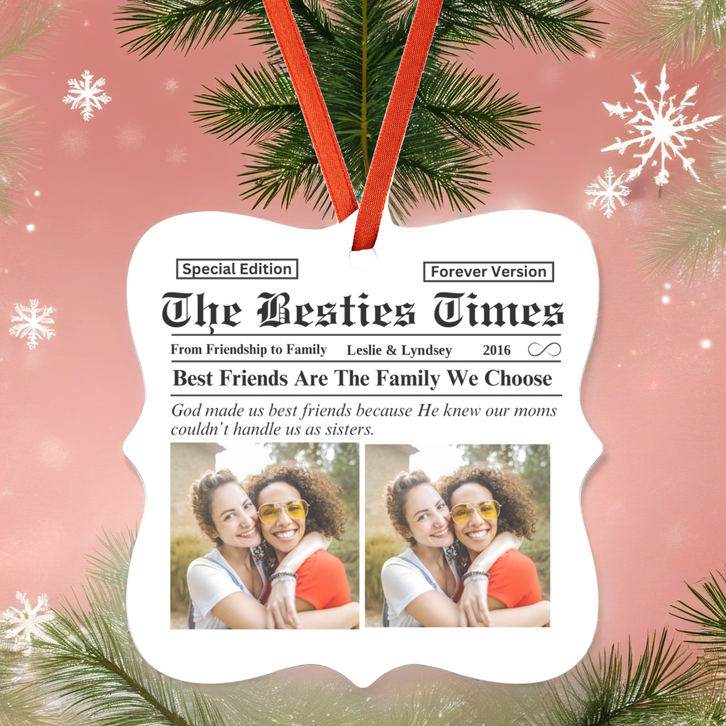 Personalized Besties Times "Best Friends" Christmas Ornament