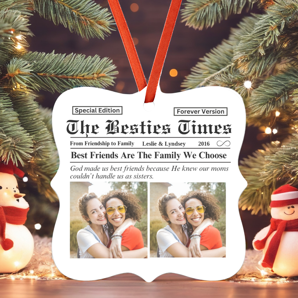 Personalized Besties Times "Best Friends" Christmas Ornament