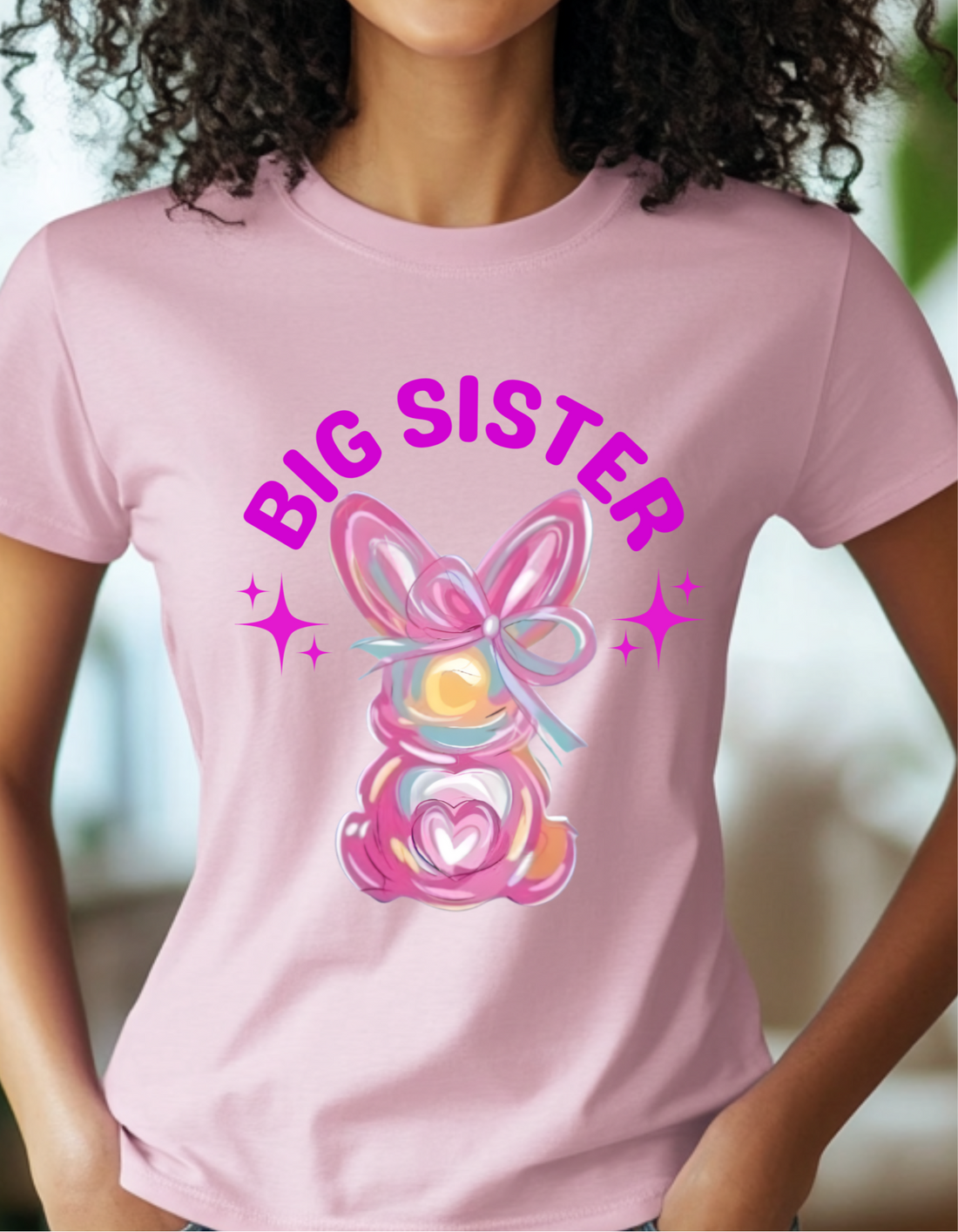 Girls Big Sister Bunny Easter Shirt, Kids Easter Shirt, Bunny Egg Hunt Tee, Cute Easter Shirt for Girls, Easter Bunny T-Shirt