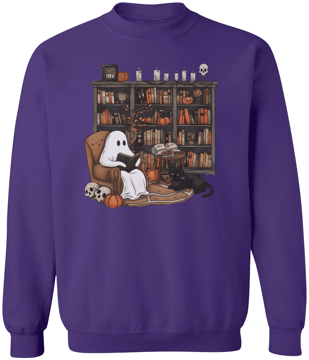 Retro Ghost Reading Books Sweatshirt, Librarian, Teacher Ghost Halloween