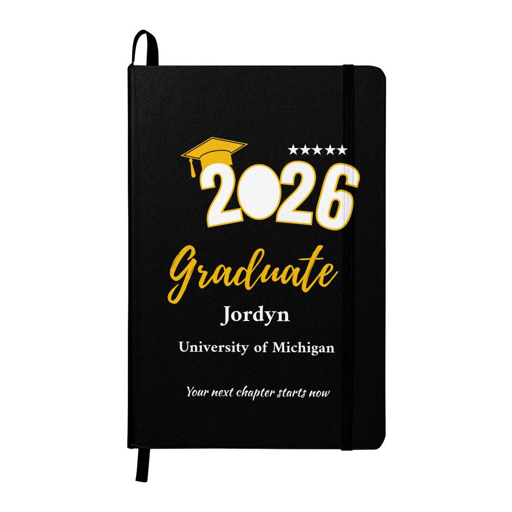 Personalized Graduation Journal – Custom Class of 2026 Notebook – Graduate Gift with Name & School – Senior Keepsake Ambassador Bound Journal