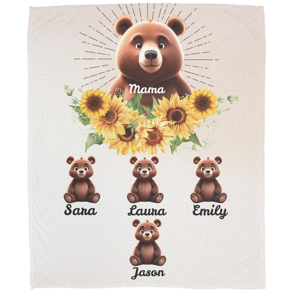 Gift for Mom Blanket: Mother's Day Present from Kids, Mama Bear Plush Fleece Blanket - 50x60