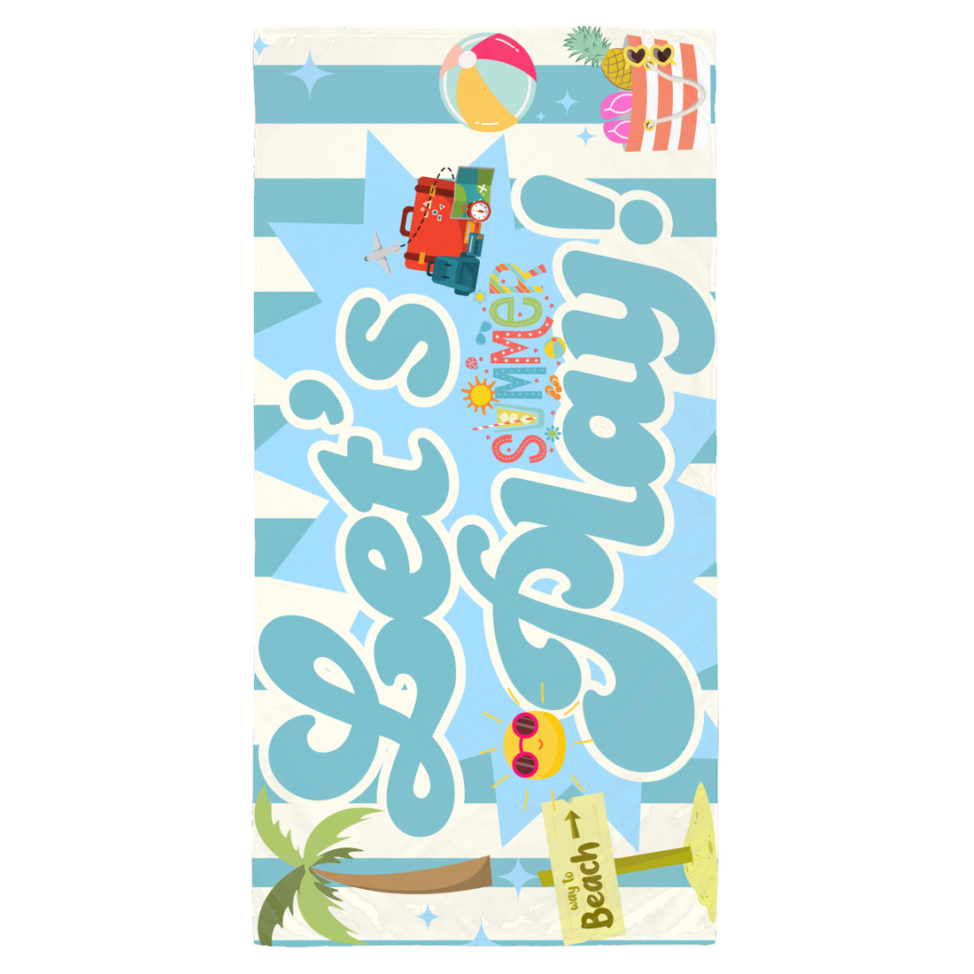 Retro Let's Play Summer Fun Beach Towel