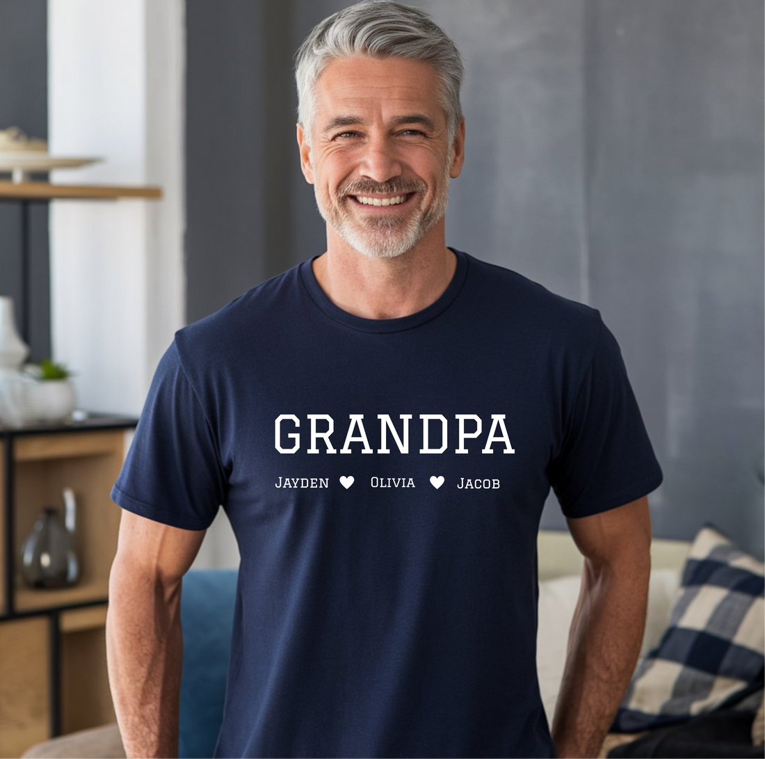Custom Grandpa Shirt with Grandkids Names, Customized Father's Day Gift for Grandparent