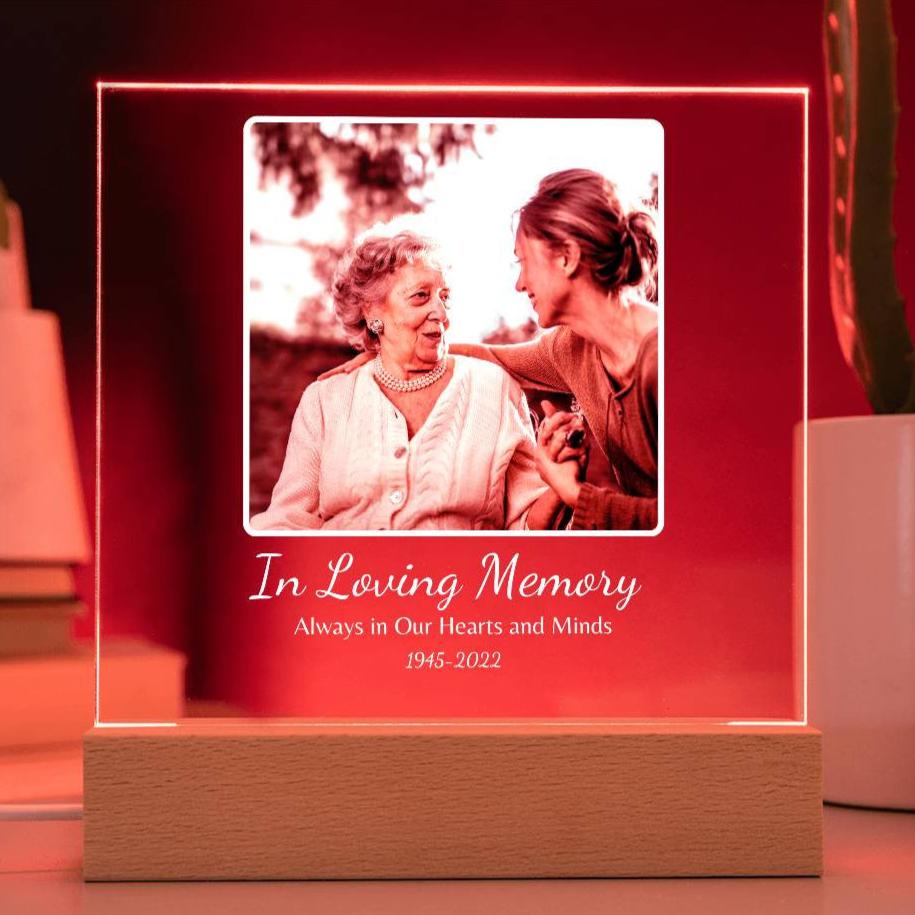 Personalized Memorial "In Loving Memory" Photo Acrylic Square Nite Light!