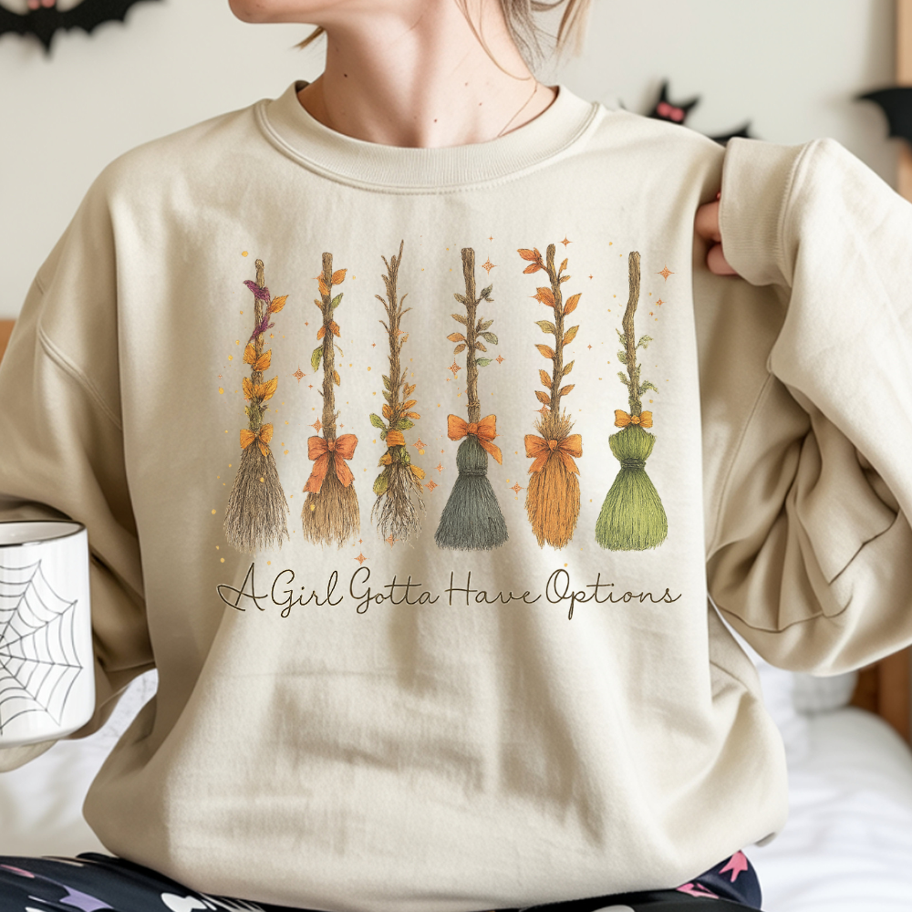A Girl Gotta Have Options Retro Halloween Crewneck Pullover Sweatshirt