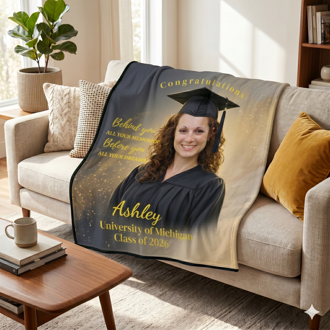 Personalized Graduation Blanket with Photo – Custom Graduate Gift 2026, College High School Senior Keepsake Throw, 50x60