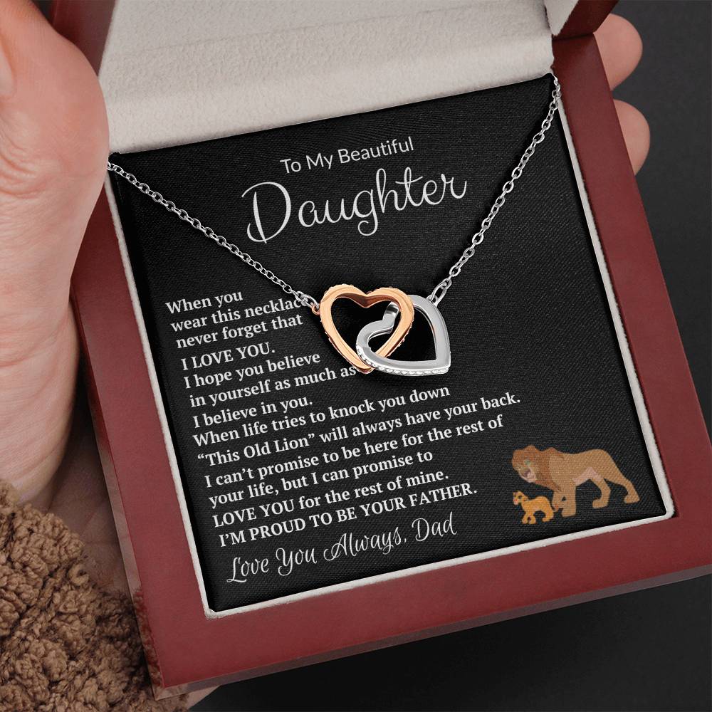 Interlocking Hearts Necklace Gift for Daughter, Heart Pendant Necklace