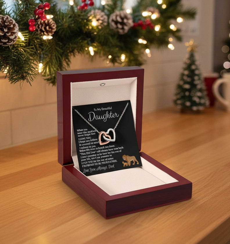 Interlocking Hearts Necklace Gift for Daughter, Heart Pendant Necklace