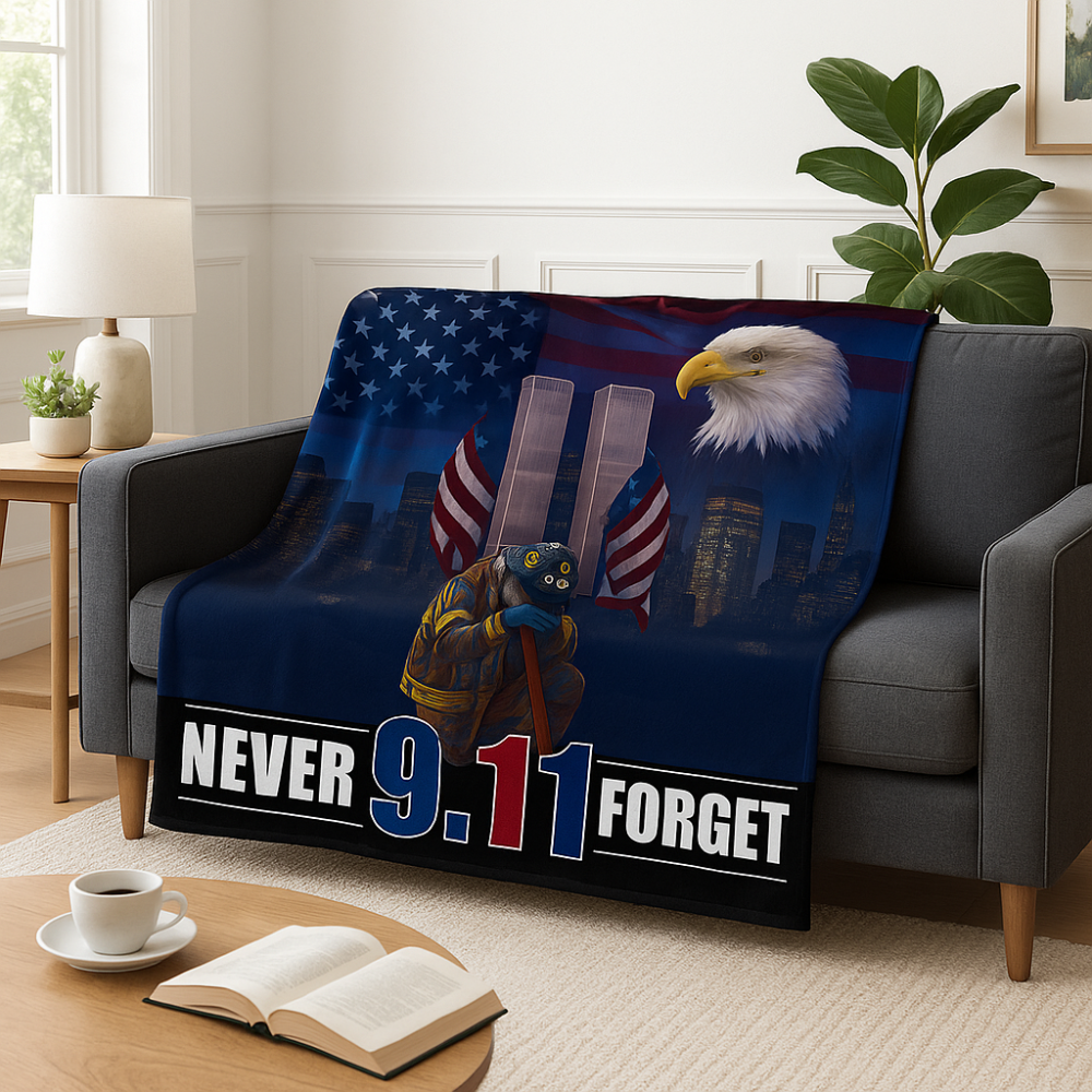 Patriotic 9/11 Memorial Blanket - Cozy and Commemorative 50x60in