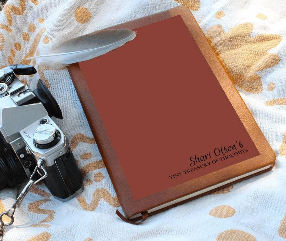Personalize Graphic Leather Journal "Tiny Treasury of Thoughts" Gift for Mentor | Gift for Friend |Xmas Gift