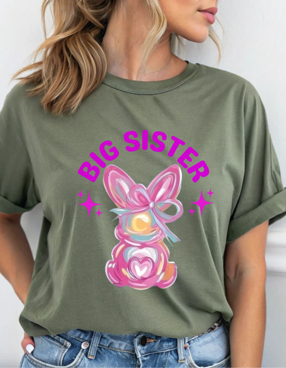 Girls Big Sister Bunny Easter Shirt, Kids Easter Shirt, Bunny Egg Hunt Tee, Cute Easter Shirt for Girls, Easter Bunny T-Shirt