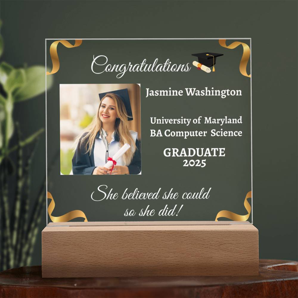 Personalized Graduation Photo Acrylic Square Nite Light! Class of 2025!
