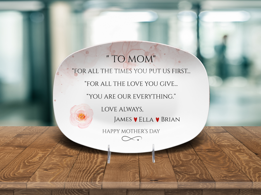 Personalized Mother’s Day Platter – Custom Mom Gift with Kids Names – “To Mom” Sentimental Keepsake Plate – Gift from Daughter or Son