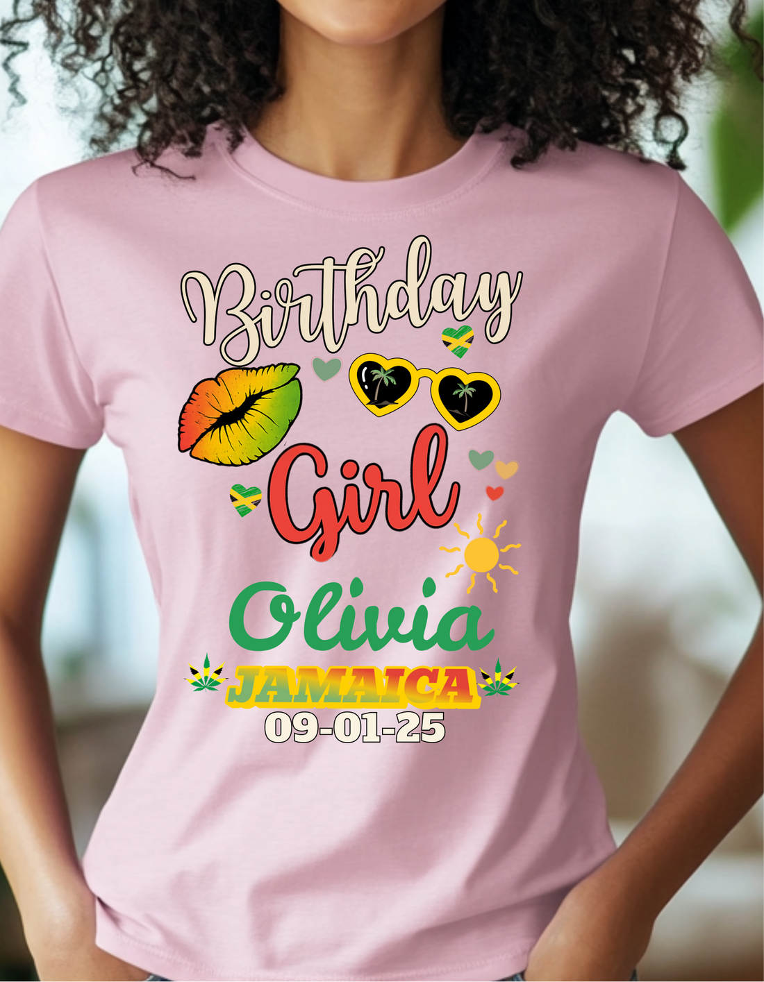 Custom Birthday Girl Jamaica T-Shirt