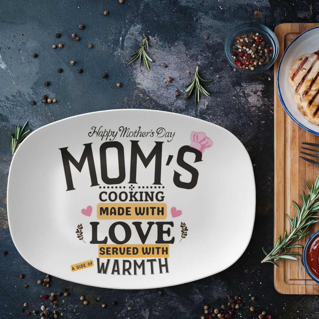 Personalized Mother's Day Platter, Mom's Cooking Gift, Custom 10x14 Oval Plate, Microwave Safe, Mother's Gift Idea, Holiday Dining