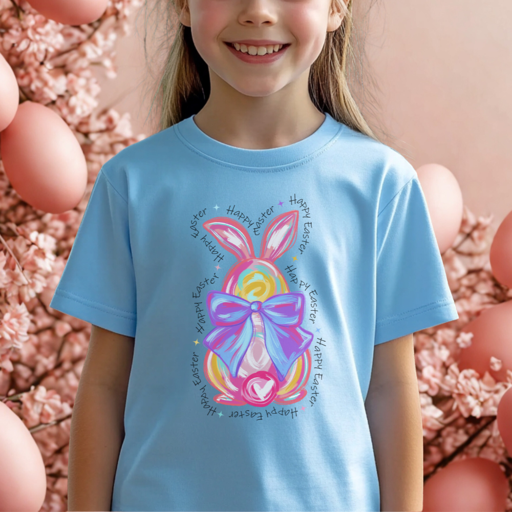 Kids Rainbow Bunny Tee, Cute Easter Bunny T-Shirt, Colorful Bunny Design, Soft Cotton Kids Tee, Gift for Kids
