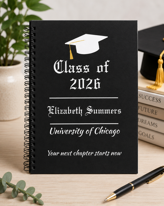 Personalized Graduation Journal – Custom Class of 2026 Notebook – Graduate Gift with Name & School – Senior Keepsake Journal