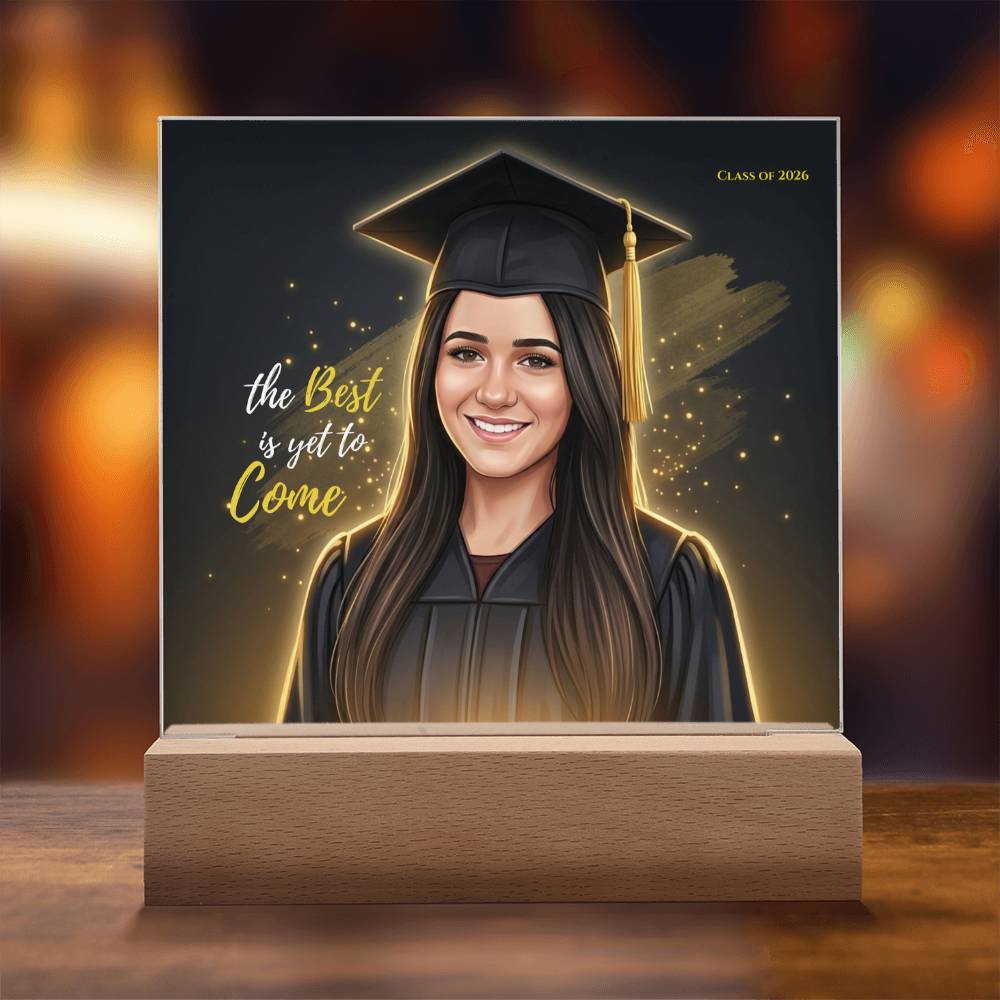 Custom Graduation Photo Plaque, Personalized Grad Gift 2026, LED Acrylic Plaque, Daughter Graduation Gift, Floral or Gold Style Keepsake