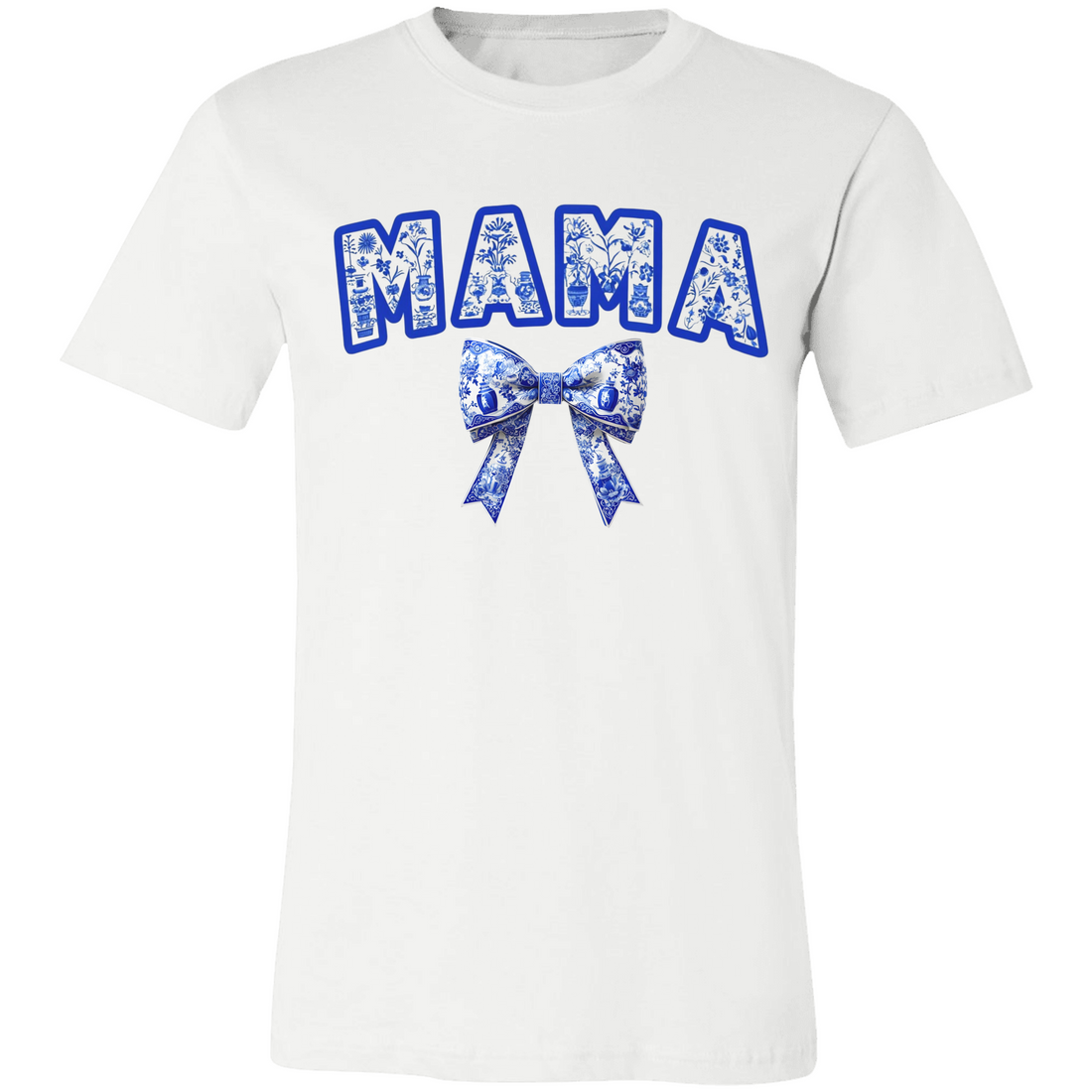 Mama Shirt, Cute Floral Mama Shirt, Blue Ribbon Shirt, Floral Mom Tee, Coquette