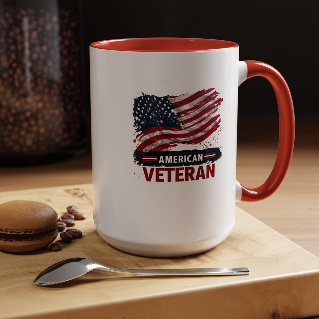 American Veteran Coffee Mug, Patriotic Gift for Veterans, USA Flag Cup, Military Appreciation, Ceramic Mug, Gift for Her