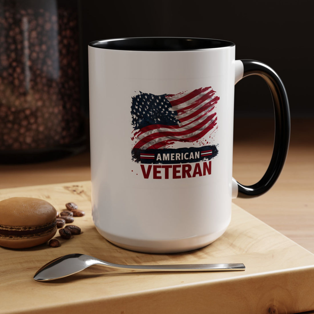 American Veteran Coffee Mug, Patriotic Gift for Veterans, USA Flag Cup, Military Appreciation, Ceramic Mug, Gift for Her