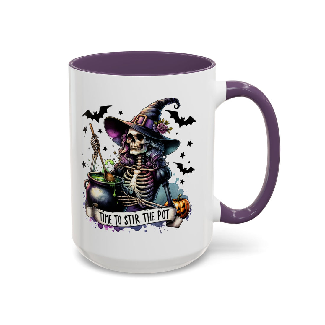 Halloween Witch Skeleton "Stir the Pot" Ceramic Mug - Custom Accent