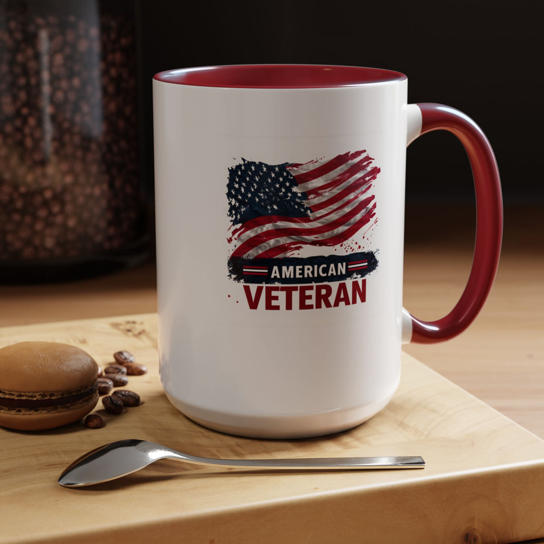 American Veteran Coffee Mug, Patriotic Gift for Veterans, USA Flag Cup, Military Appreciation, Ceramic Mug, Gift for Her