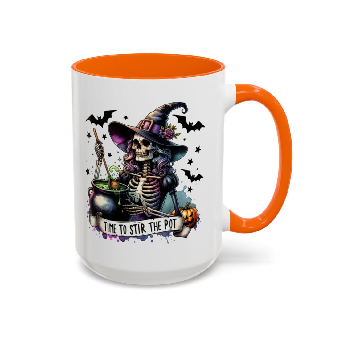 Halloween Witch Skeleton "Stir the Pot" Ceramic Mug - Custom Accent