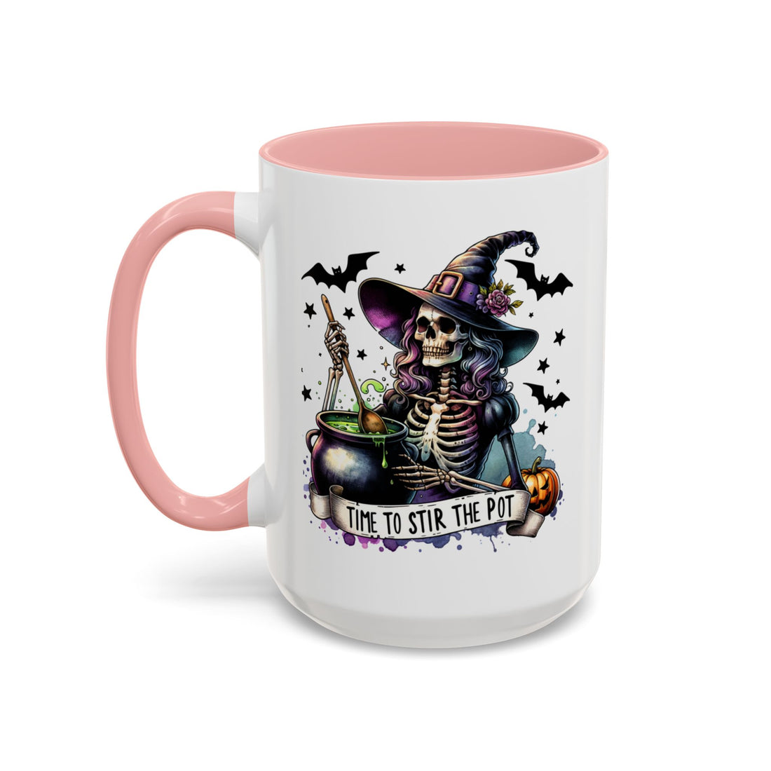 Halloween Witch Skeleton "Stir the Pot" Ceramic Mug - Custom Accent