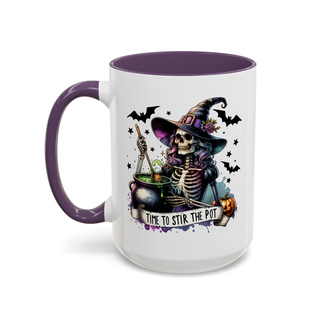 Halloween Witch Skeleton "Stir the Pot" Ceramic Mug - Custom Accent