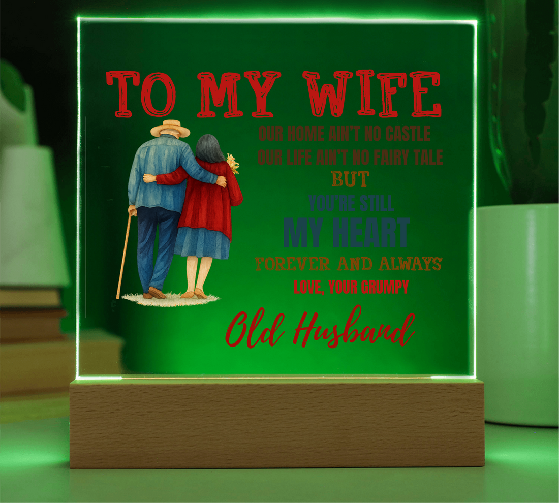 To My Wife "My Heart" Acrylic Square Nite Light