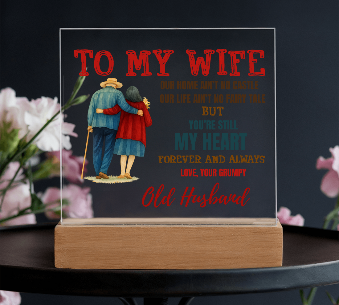 To My Wife "My Heart" Acrylic Square Nite Light