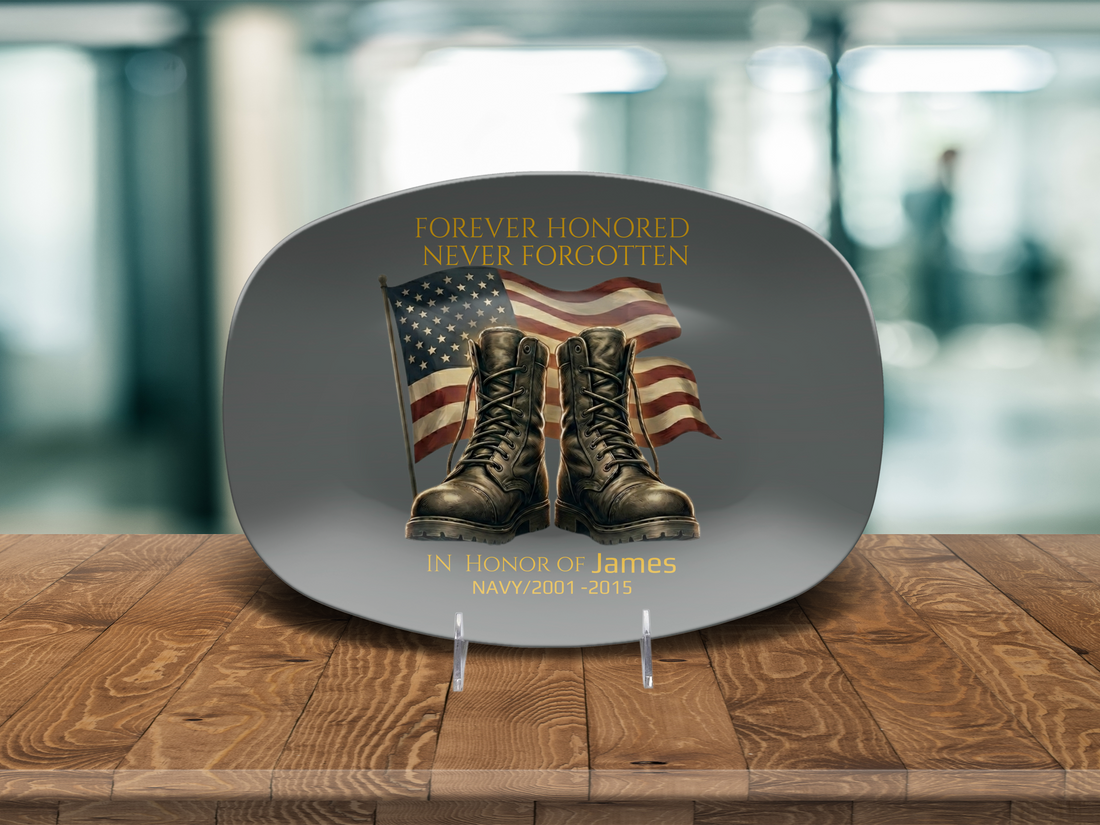 Personalized Veteran Platter – Custom Military Tribute Gift for Father’s Day – Honoring All Who Served – Gift for Dad, Veteran, Husband