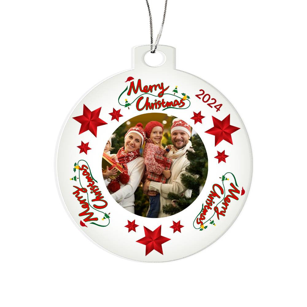 Personalized Merry Christmas 2024 Photo Acrylic Ornament!