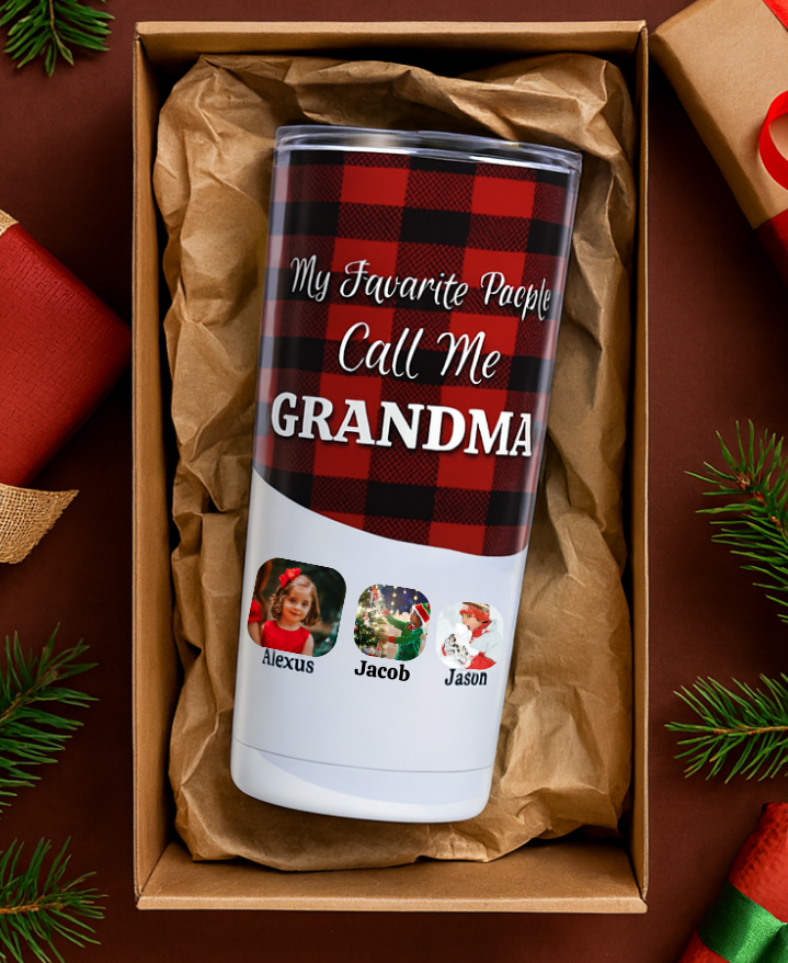 Personalized Grandparent Tumbler, Custom Photo Travel Mug, Grandparent Gift, Keepsake with Photos, Holiday Gift