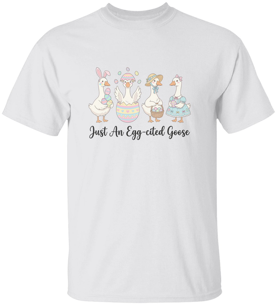 Kids Easter Goose Shirt, Cute Goose Easter Design, Fun Egg Pattern Tee, Youth Spring Outfit, Easter Egg Hunt Shirt, Kids Cartoon Tee