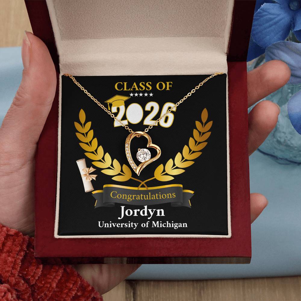 Personalized Graduation Necklace Gift for Her, Class of 2026 Senior Gift, Congrats Graduate Keepsake Necklace