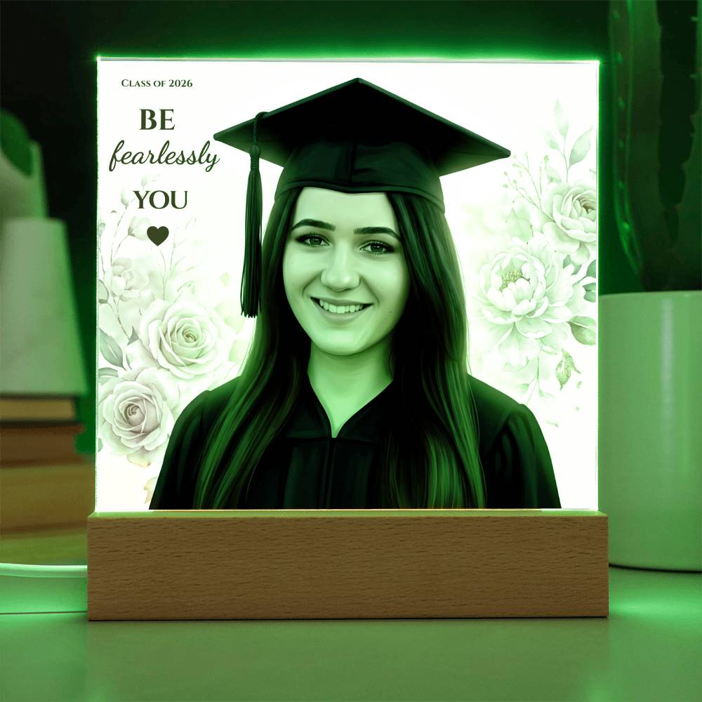 Custom Graduation Photo Plaque, Personalized Grad Gift 2026, LED Acrylic Plaque, Daughter Graduation Gift, Floral or Gold Style Keepsake