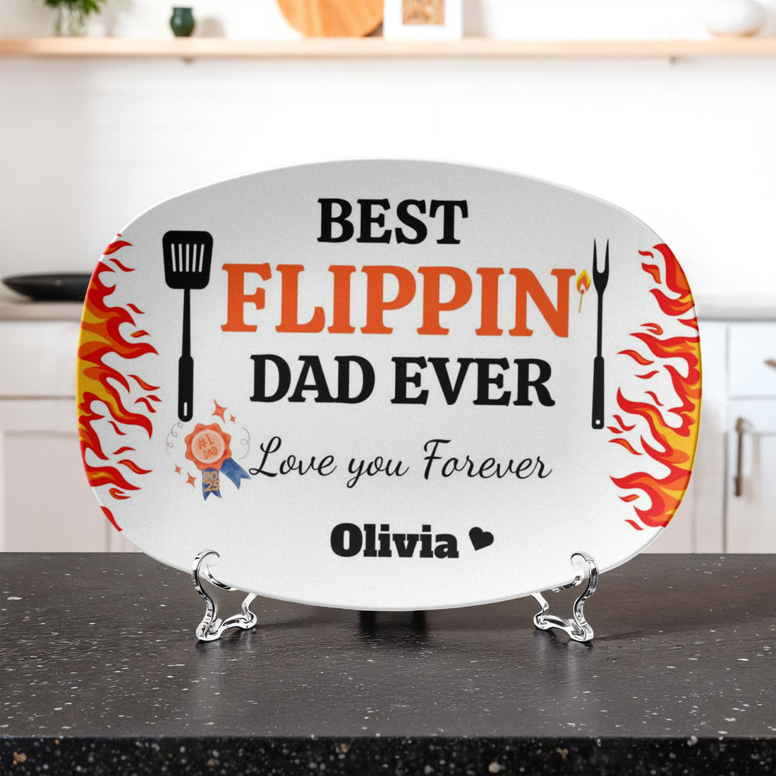 BBQ Grilling Personalized Plate, Daddy's Grilling Plate for Father's Day, Custom Gift for Him 10”x14” Platter