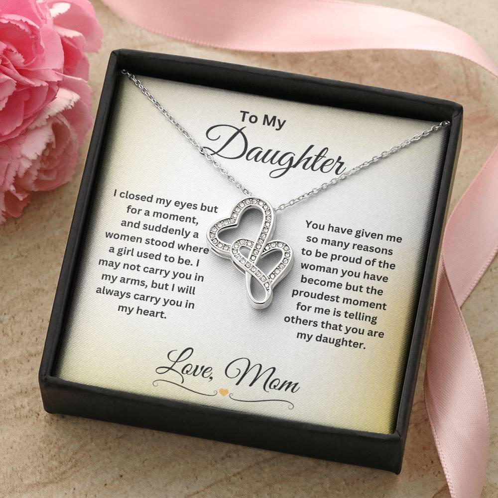 "To My Daughter" Heart to Heart Pendant Necklace