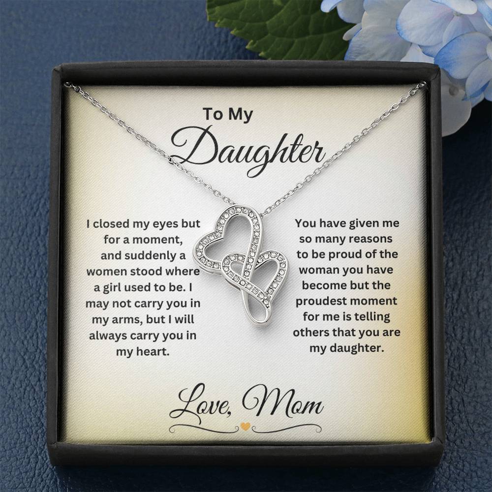 "To My Daughter" Heart to Heart Pendant Necklace