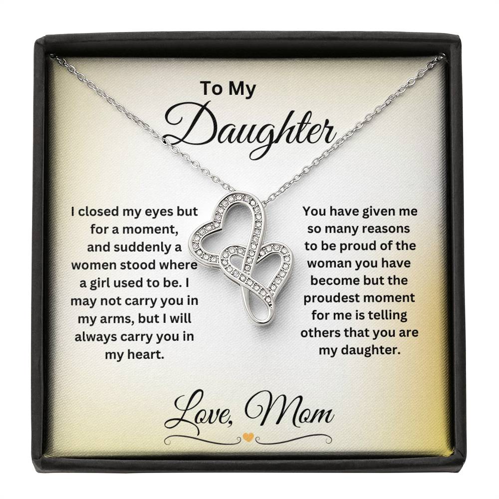 "To My Daughter" Heart to Heart Pendant Necklace