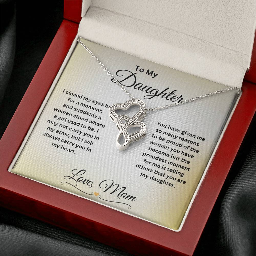 "To My Daughter" Heart to Heart Pendant Necklace