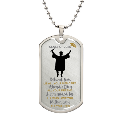 Graduation necklace, Graduation gift, "Congratulations Class of 2025" | Military Chain Necklace