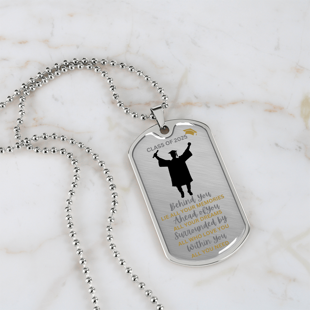 Graduation necklace, Graduation gift, "Congratulations Class of 2025" | Military Chain Necklace