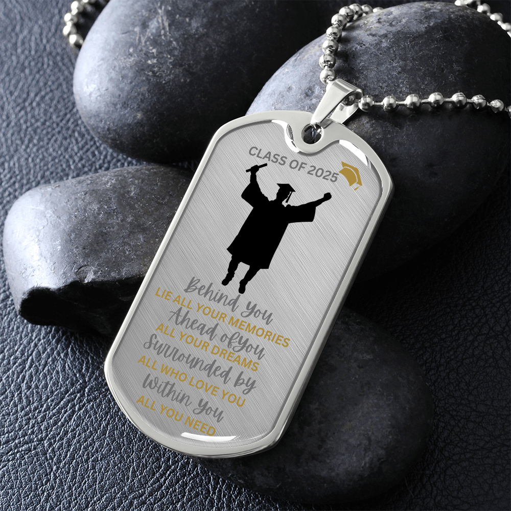 Graduation necklace, Graduation gift, "Congratulations Class of 2025" | Military Chain Necklace