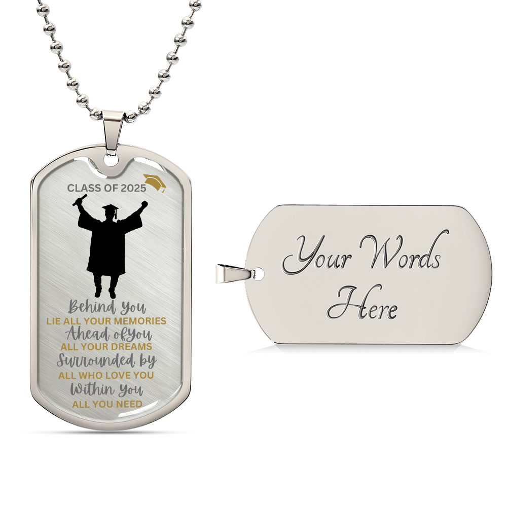 Graduation necklace, Graduation gift, "Congratulations Class of 2025" | Military Chain Necklace